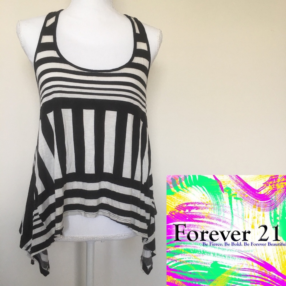 XXI Black & White Razorback Top